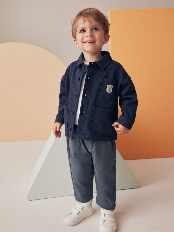 Navy/Grey 100% Cotton Jersey Shirt and Jogger Set immediate
