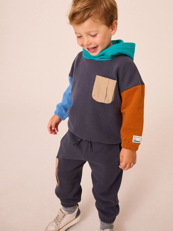 Rust Brown Colourblock Hoodie and Joggers Set (3mths-7yrs)