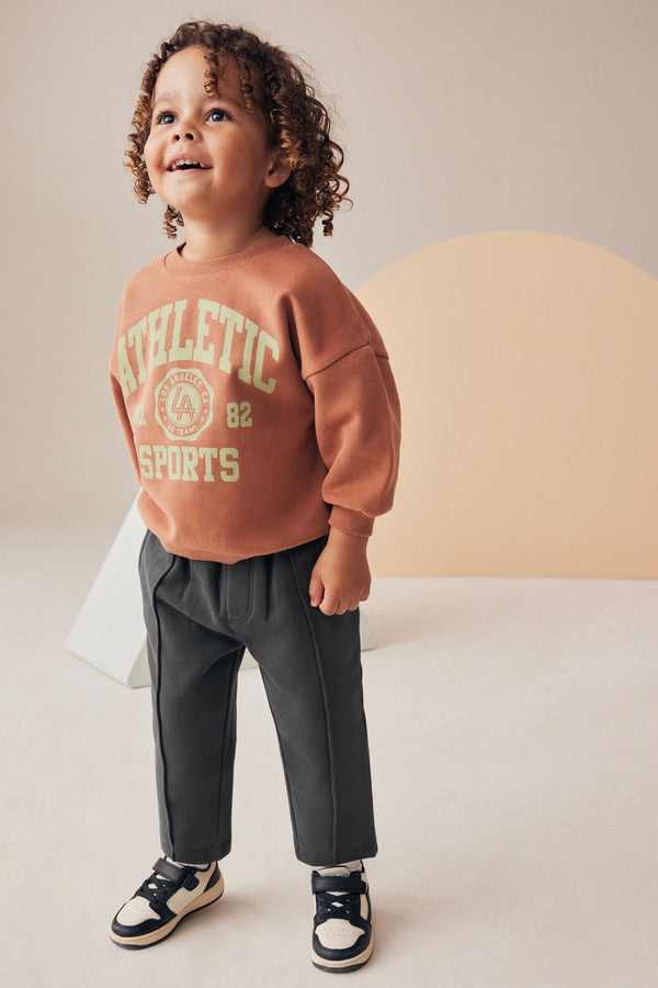 Rust Brown Varsity Sweatshirt and Jogger Set (3mths-7yrs)