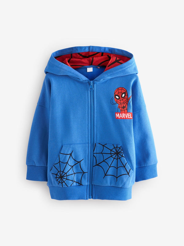 Blue/Red Spider-Man Zip Through 100% Cotton Hoodie (3mths-8yrs)