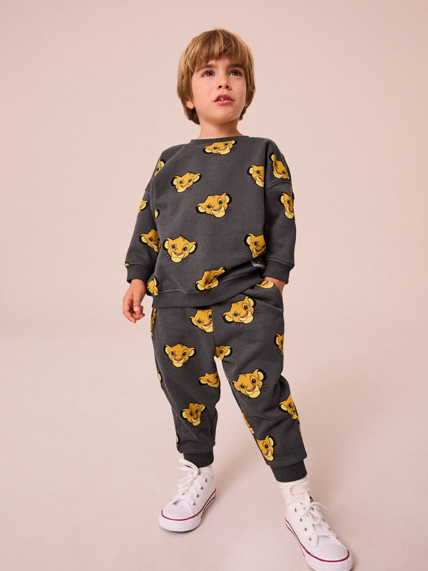 Charcoal Grey Lion King 100% Cotton Sweatshirt and Joggers Set (3mths-7yrs)