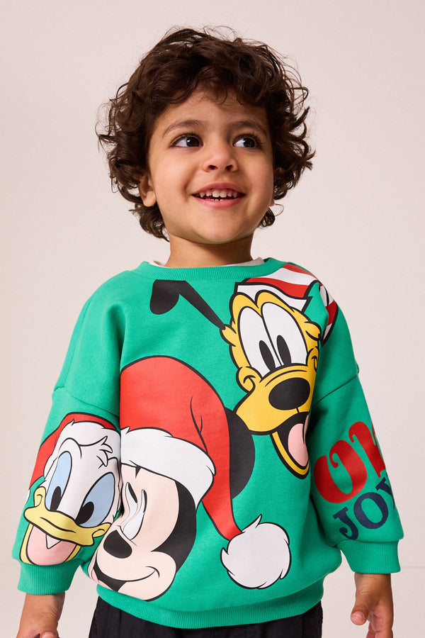 Green Christmas Mickey Mouse Crew Neck Sweatshirt (3mths-8yrs)