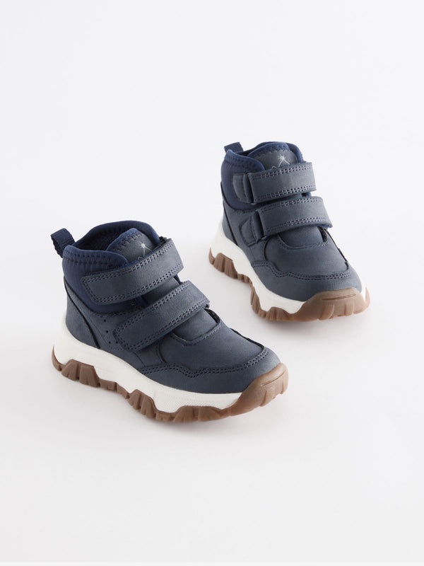 Navy Touch Fastening Warm Lined Hiker Boots