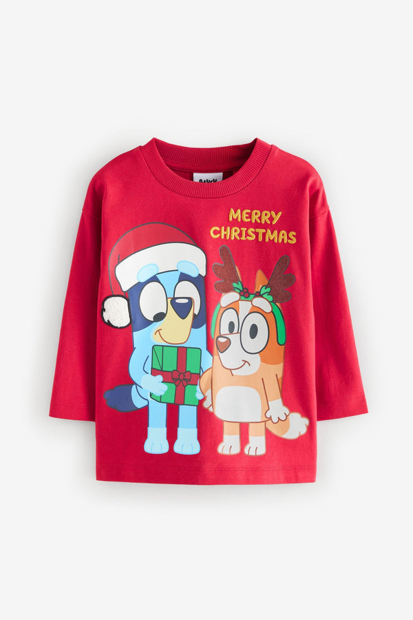 Red Long Sleeve Christmas 100% Cotton T-Shirt (6mths-8yrs)