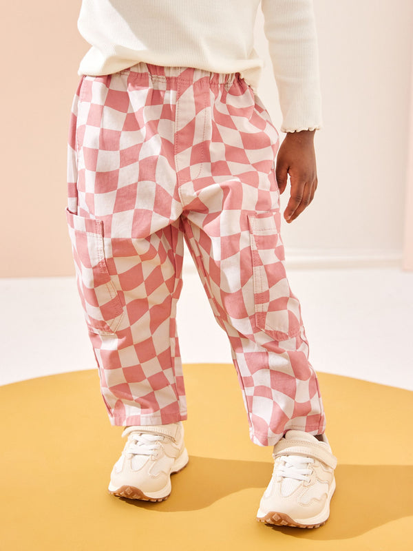 Pink/Cream Checkerboard 100% Cotton Trousers (3mths-7yrs)