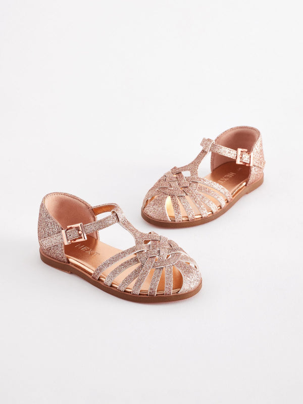 Pink Glitter Fisherman Occasion Sandals