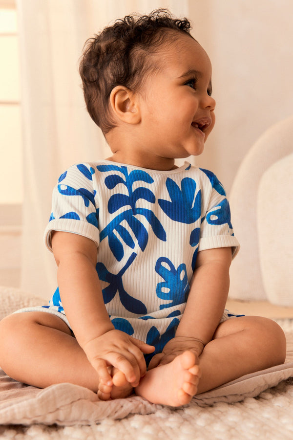 Blue/White Baby Jersey Romper