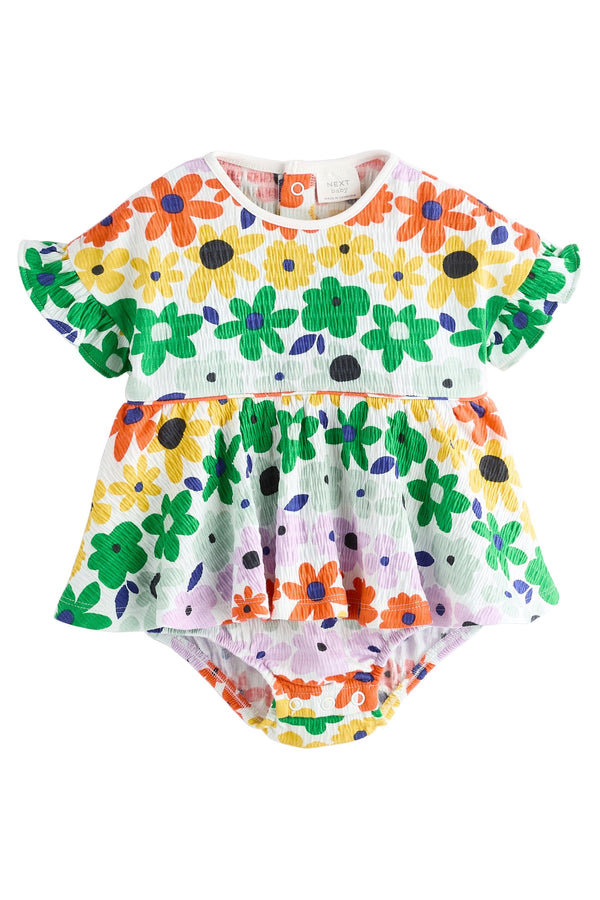 Multi Bright Floral Baby Skirted Romper