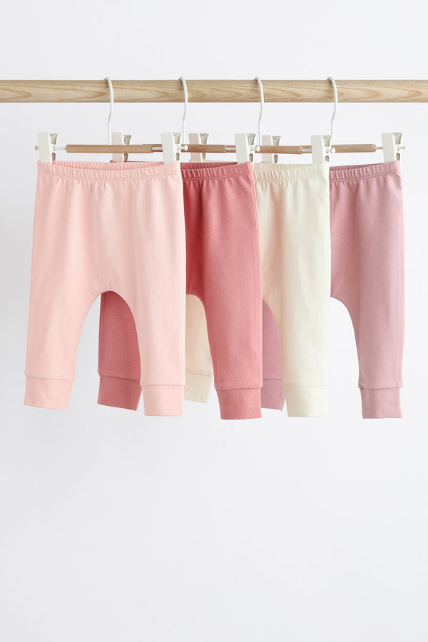 Pink Plain Baby Leggings 4 Pack