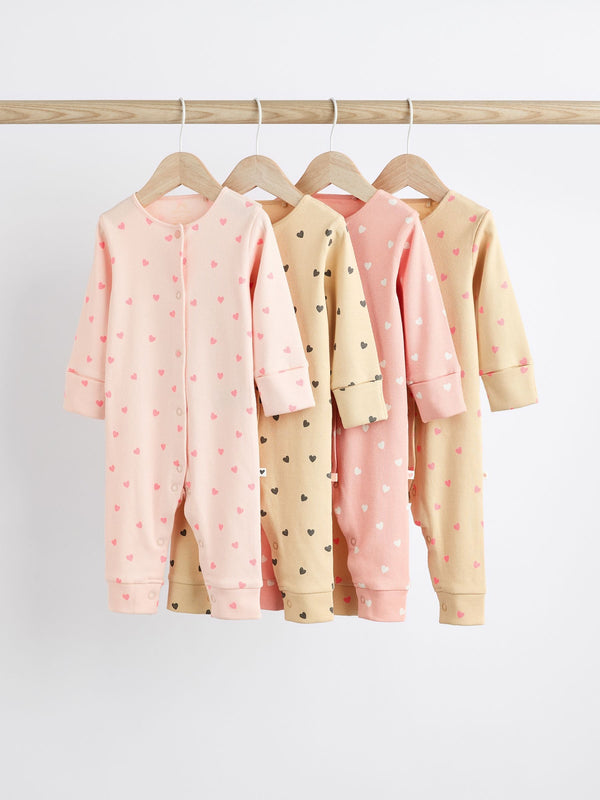 Pink 4 Pack Baby Footless Sleepsuits (0mths-3yrs)