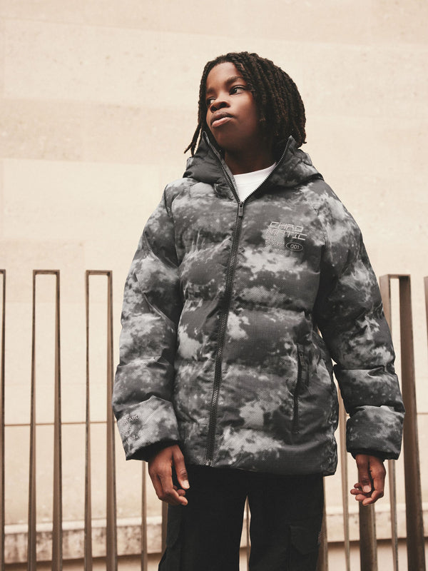 Grey Fleece Lined Hooded Padded Puffer Jacket (3-17yrs)