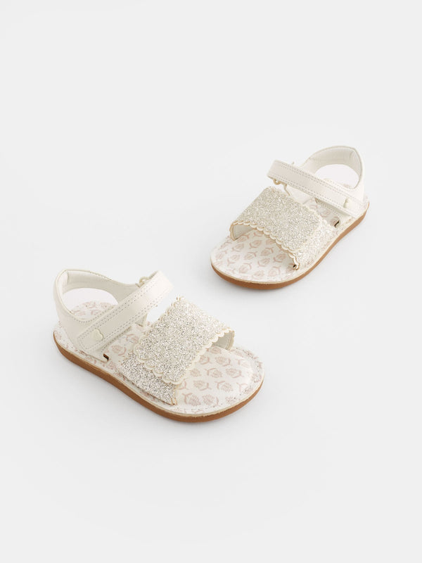 White Glitter Occasion Sandals