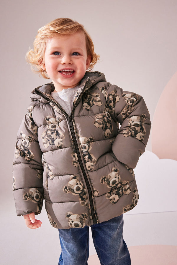 Brown Bear Print Padded Coat (3mths-7yrs)