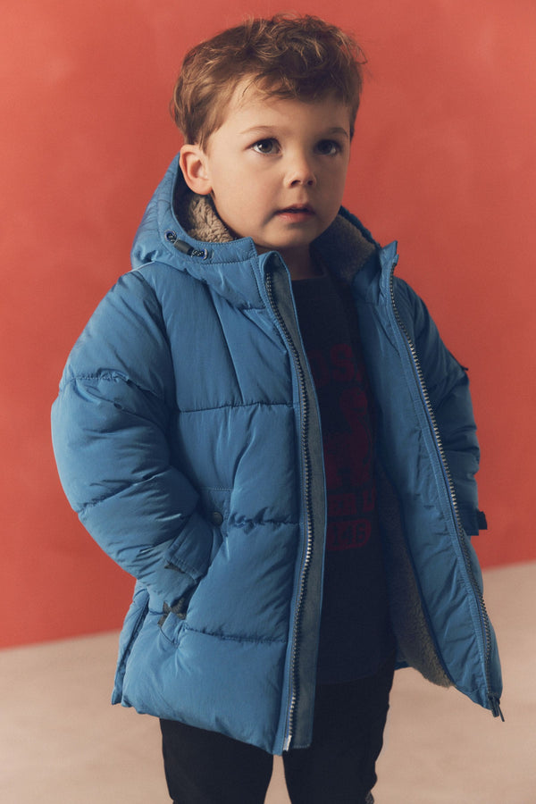 Blue Borg Fleece Lined Padded Coat (3mths-7yrs)