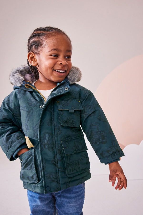 Navy Faux Fur Hood Parka (3mths-7yrs)