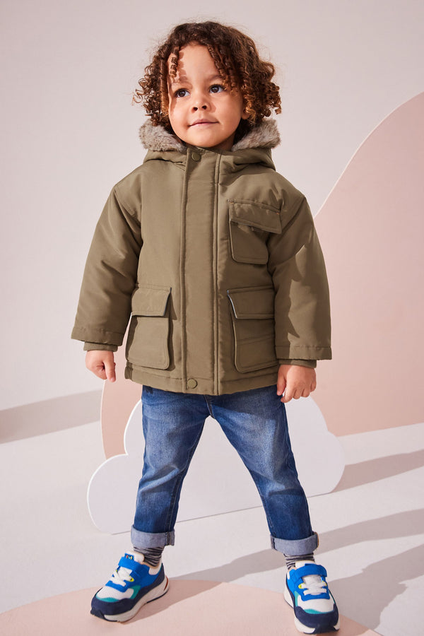 Neutral Faux Fur Hood Parka (3mths-7yrs)