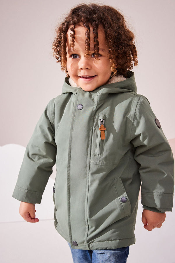 Sage Green Waterproof Borg Lined Parka (3mths-7yrs)