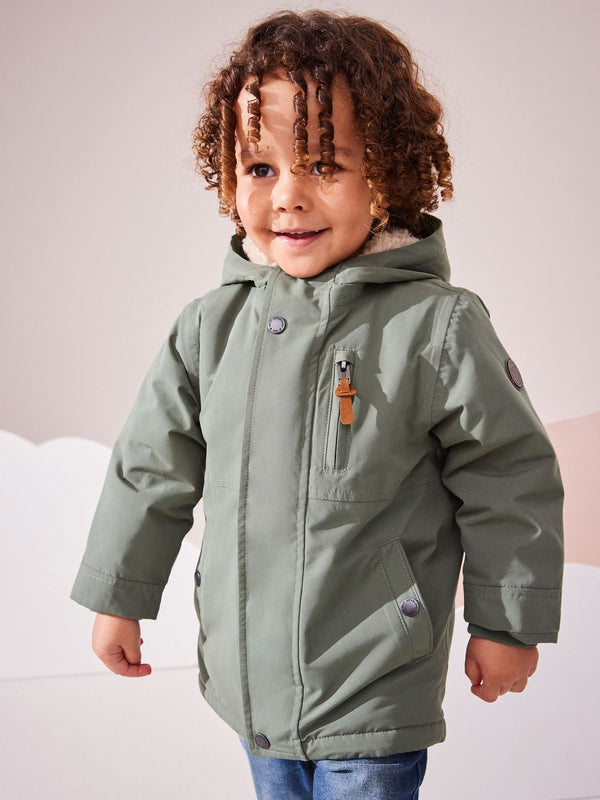 Sage Green Waterproof Borg Fleece Lined Parka (3mths-7yrs)