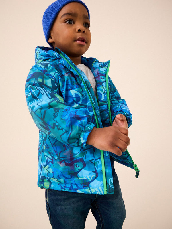 Navy Graffiti Waterproof Warm Padded Coat (3mths-7yrs)