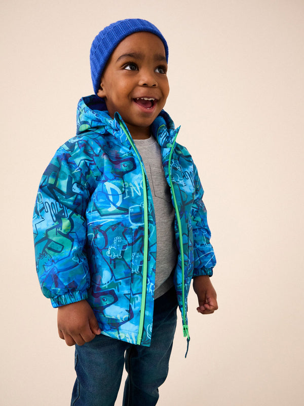 Navy Graffiti Waterproof Warm Padded Coat (3mths-7yrs)