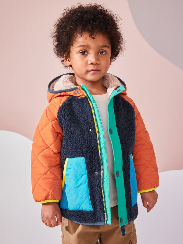 Multi Quilted Borg Fleece Lined Coat (3mths-7yrs)