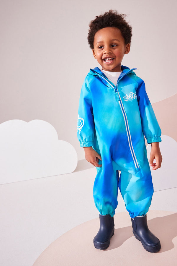 Blue Waterproof Fleece Lined Puddlesuit (3mths-7yrs)