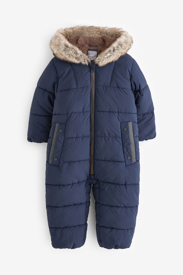 Navy Plain Shower Resistant Snowsuit (3mths-7yrs)