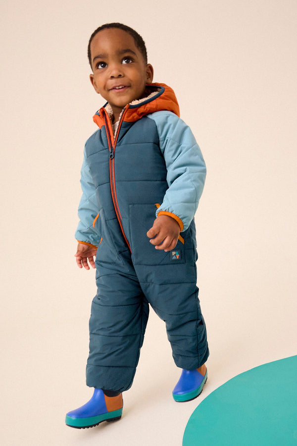 Blue/Orange Shower Resistant Snowsuit (3mths-7yrs)