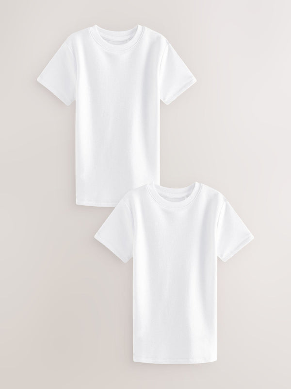 White Thermal Short Sleeve T-Shirts 2 Pack (2-16yrs)