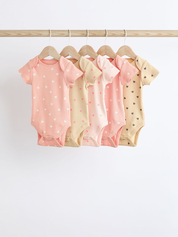 Pink Baby Short Sleeve Bodysuits 5 Pack