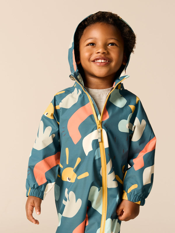 Multicoloured Print Waterproof Fleece Lined Puddlesuit (3mths-7yrs)