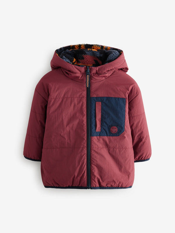 Burgundy Red Reversible Borg Jacket (3mths-7yrs)