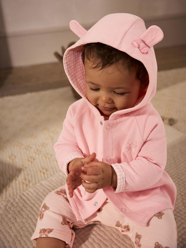 Pink Bear Hooded Baby Jacket (0mths-2yrs)