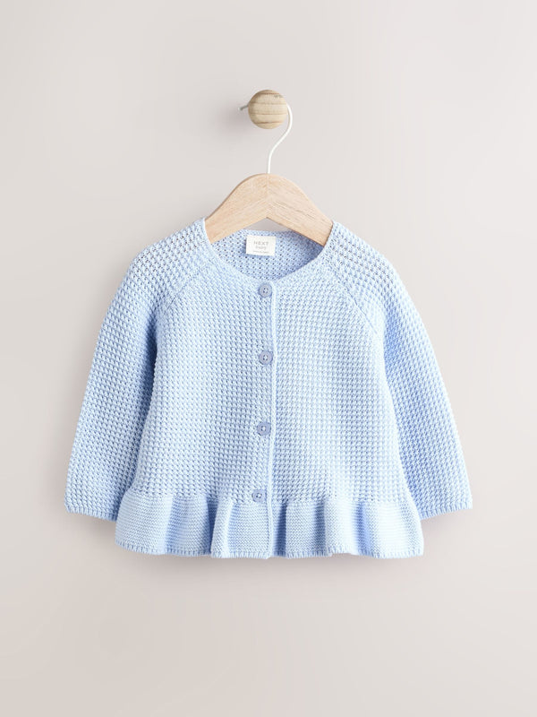 Light Blue Knitted Baby Peplum Cardigan (0mths-2yrs)