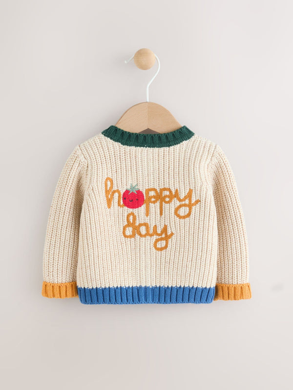 Natural 100% Cotton Cardigan (0mths-2yrs)