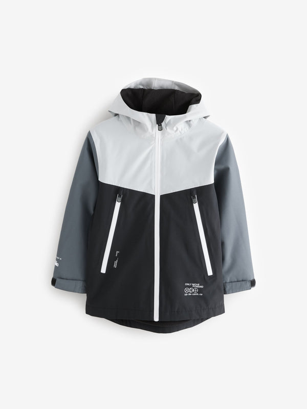 Monochrome Waterproof Fleece Hooded Lined Jacket (3-17yrs)