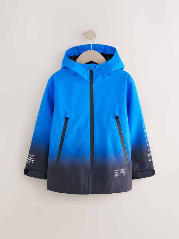 Cobalt Blue Waterproof Reflective Fleece Lined Hooded Jacket (3-17yrs)