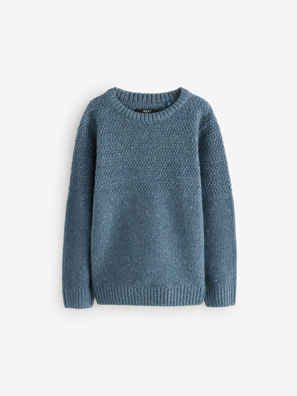 Blue Textured Crew Neck Jumper (3-16yrs)