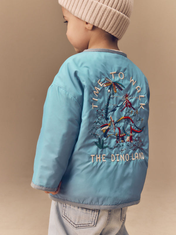 Light Blue Shower Resistant Embroidered Jacket (3mths-7yrs)