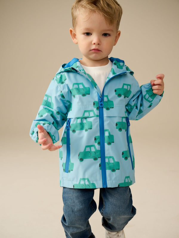 Blue Car Print Waterproof Lightweight Anorak Jacket (3mths-7yrs)