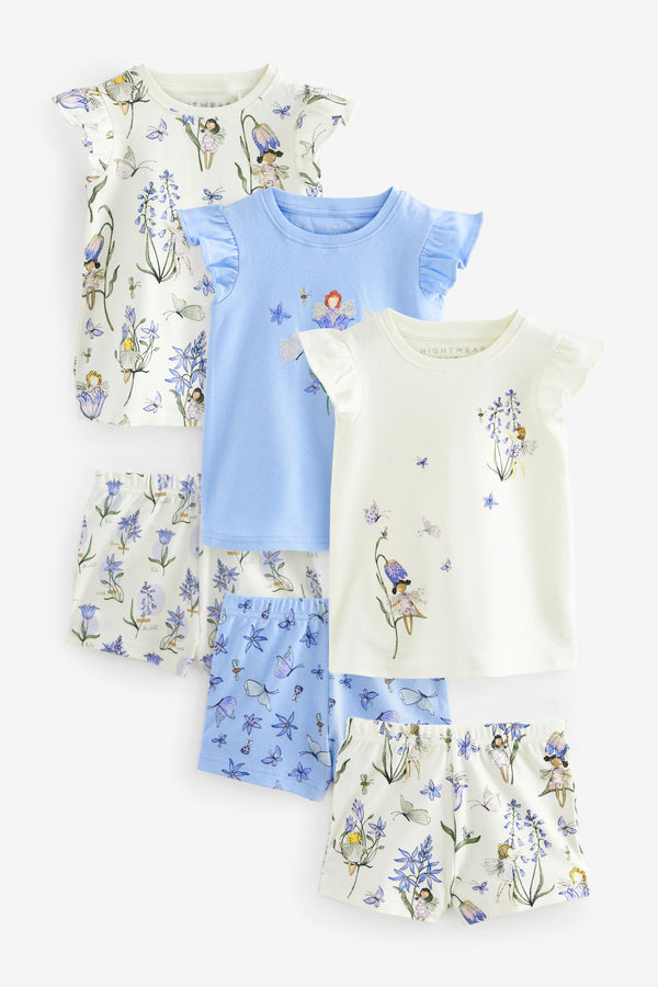 Blue/White Fairy Short Pyjamas 3 Pack (9mths-10yrs) (9mths-10yrs)