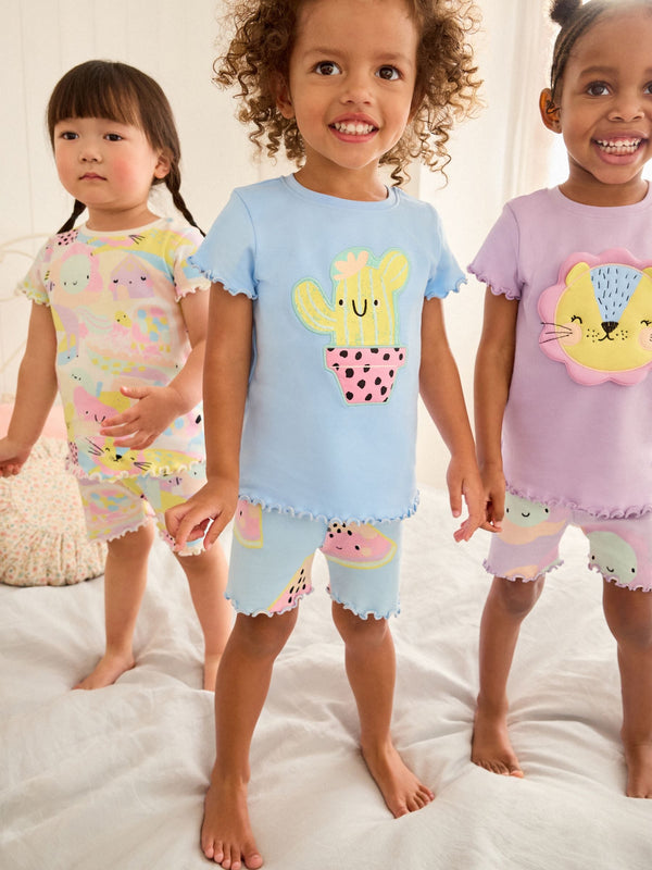 Purple Character Short Pyjamas 3 Pack (9mths-10yrs)