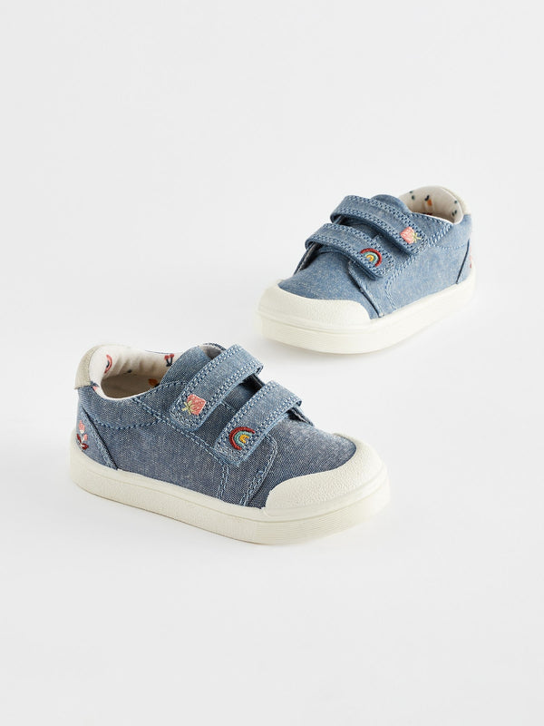 Blue Denim Wide Fit (G) Touch Fasten Strap Machine Washable Trainers