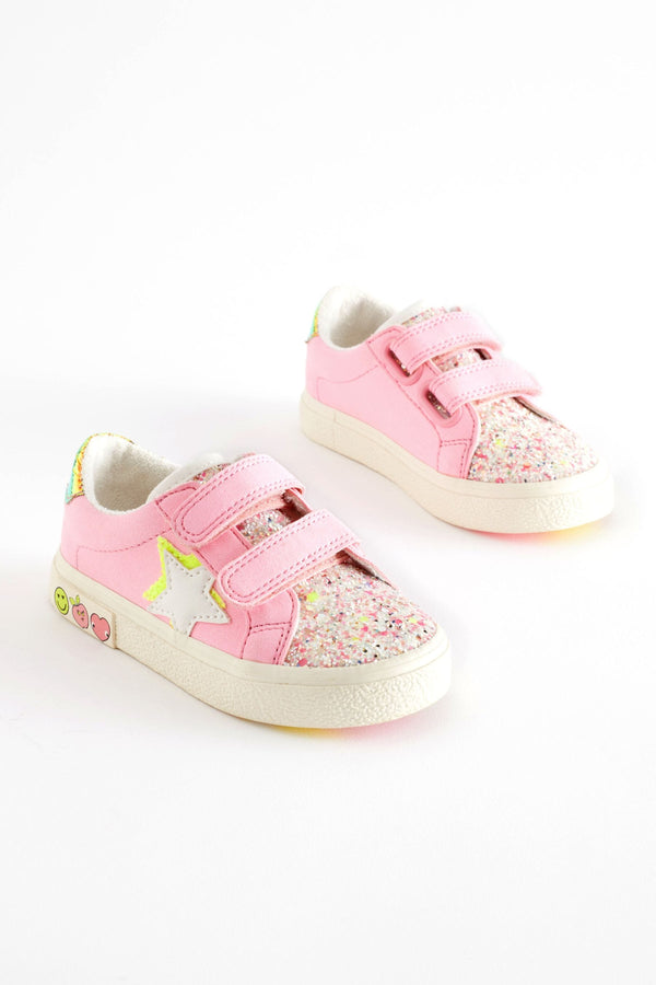 Pink Wide Fit (G) Star Touch Fasten Trainers