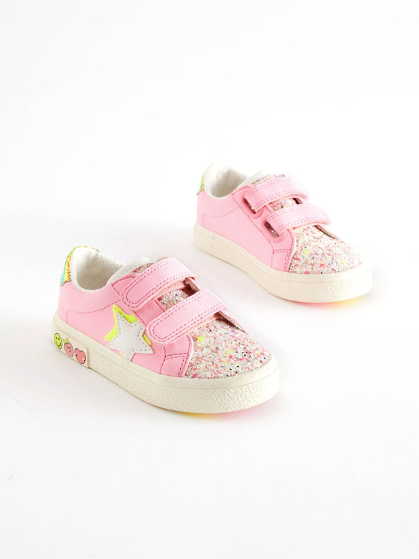 Pink Wide Fit (G) Star Touch Fasten Trainers