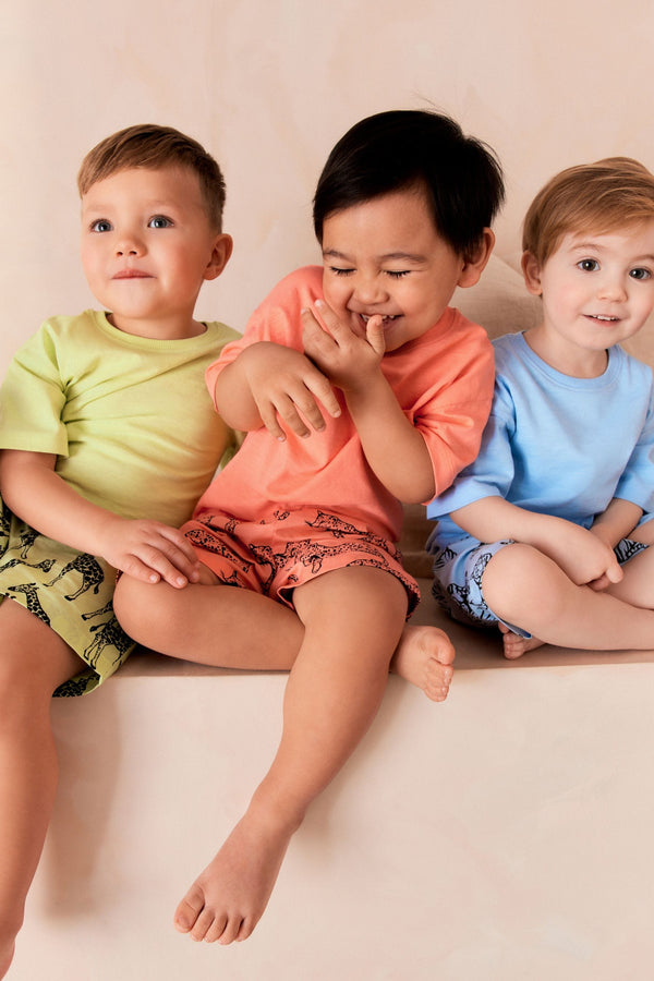 Multi Bright Dino Short Woven Bottoms Pyjamas 3 Pack (9mths-12yrs)