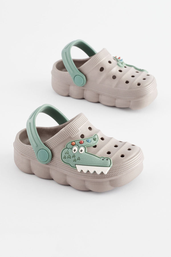 Grey Crocodile Clogs