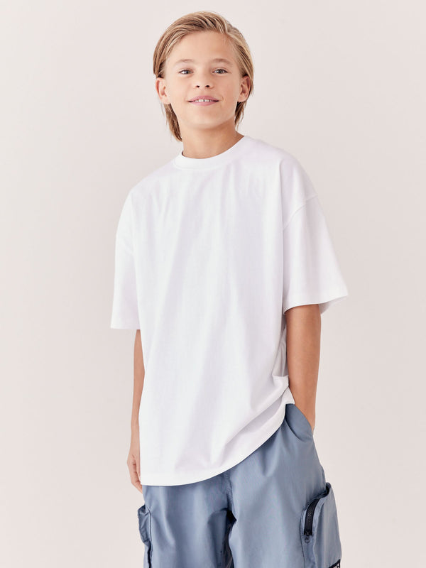White Oversized Fit Short Sleeve T-Shirt (3-16yrs)