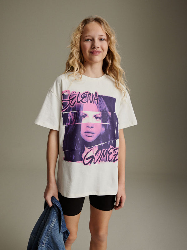 White Selena Gomez Oversized License T-Shirt (3-16yrs)