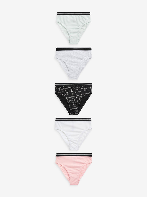 River Island Black Multipack of 6 Foil Script Briefs
